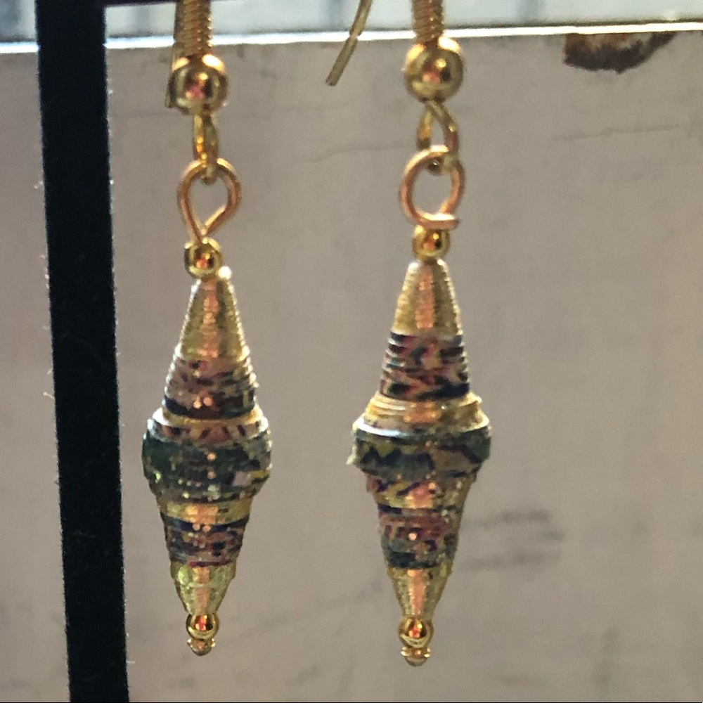 NEW Earrings, hand made beads combined with gold toned beads and findings